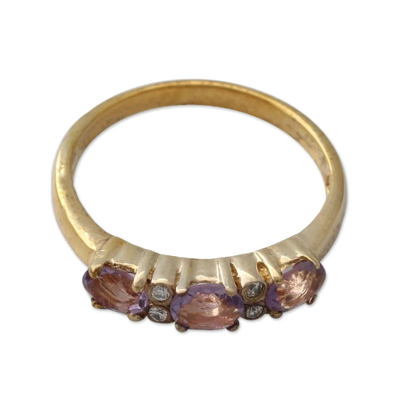 Women’s silver rings-Novica Handmade Ode Gold Vermeil Amethyst Cluster Ring