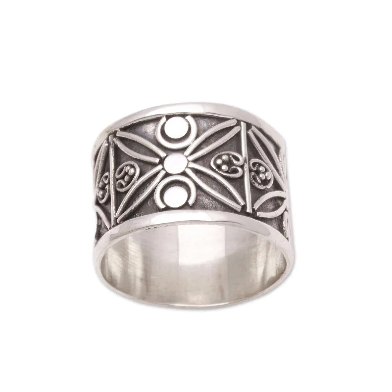 Women’s adjustable rings-NOVICA Encircle with Beauty, Sterling silver band ring