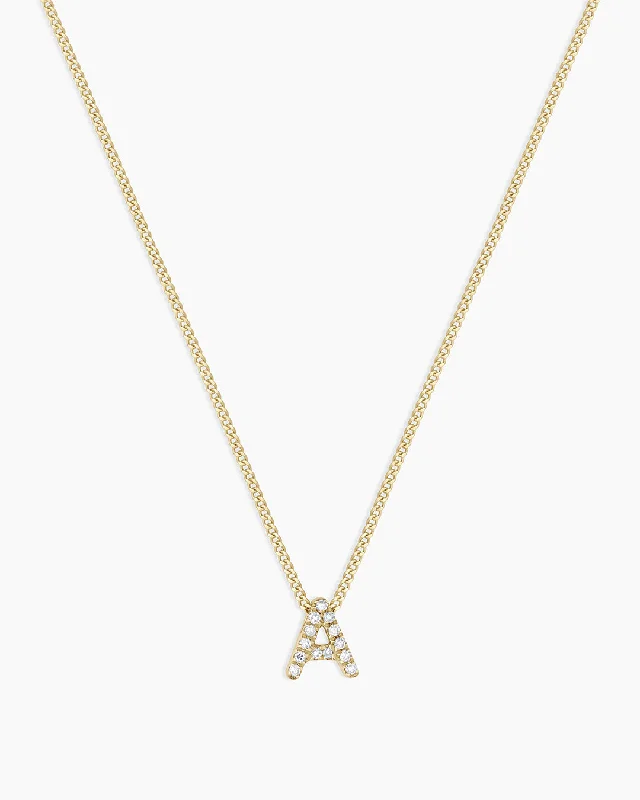 Women’s heart-shaped diamond necklaces-Diamond Alphabet Necklace