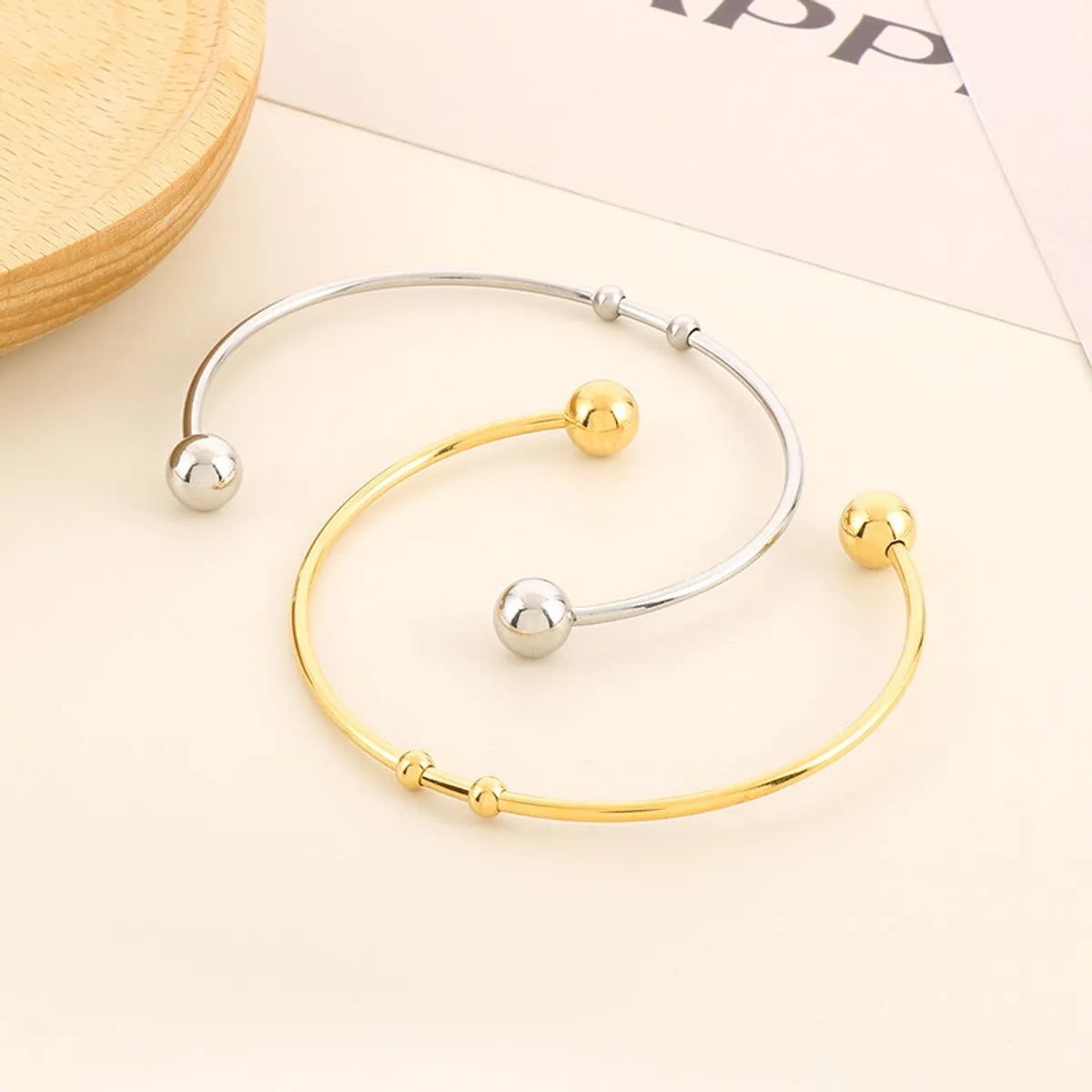 Women’s pearl bracelets-Simple Style C Shape Stainless Steel 18K Gold Plated Bangle In Bulk