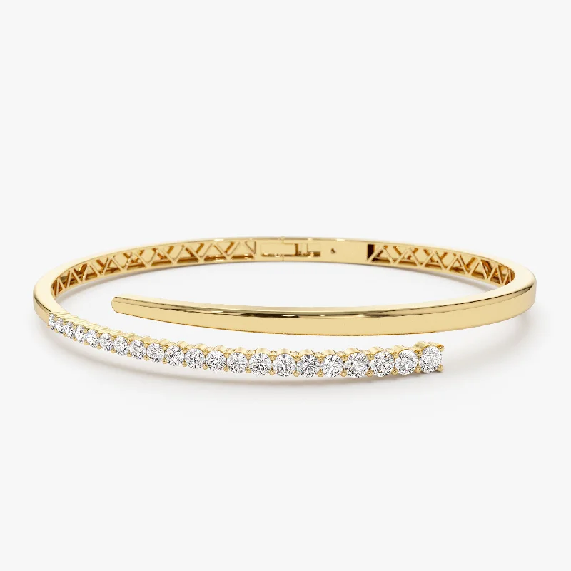 Women’s cuff bangles-14K Cross Over Graduating Diamond Bangle