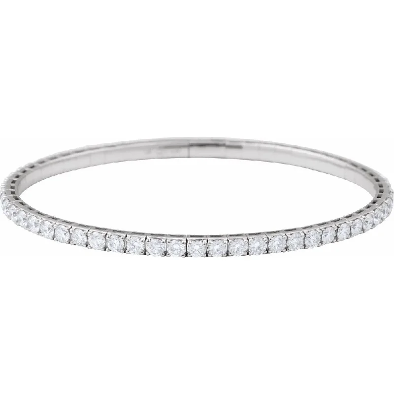 Women’s gold cuff bracelets-3.75 CTW Natural Diamond Flexible Eternity Bangle White Gold