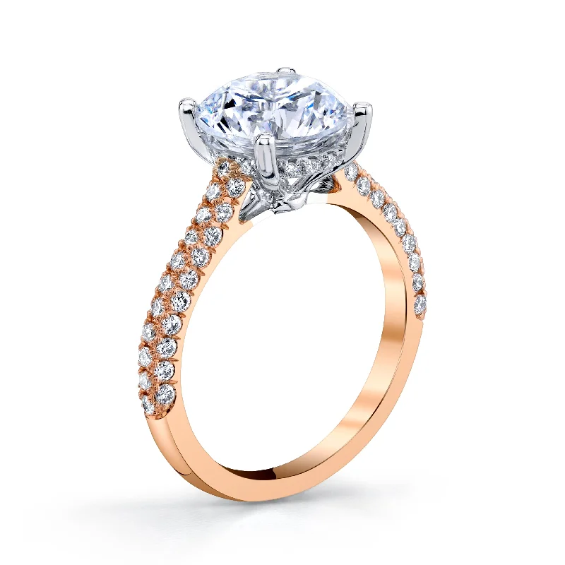 Women’s engagement rings with morganite-18K Rose Gold Pave Round Engagement Ring