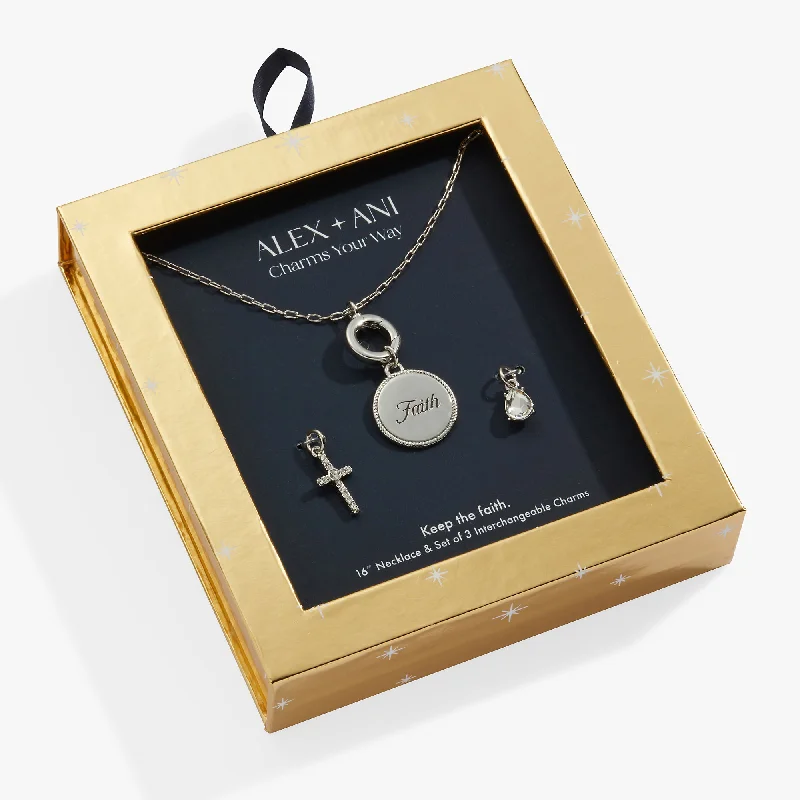 Women’s bar necklaces-Faith Mix + Match Charm Necklace Set