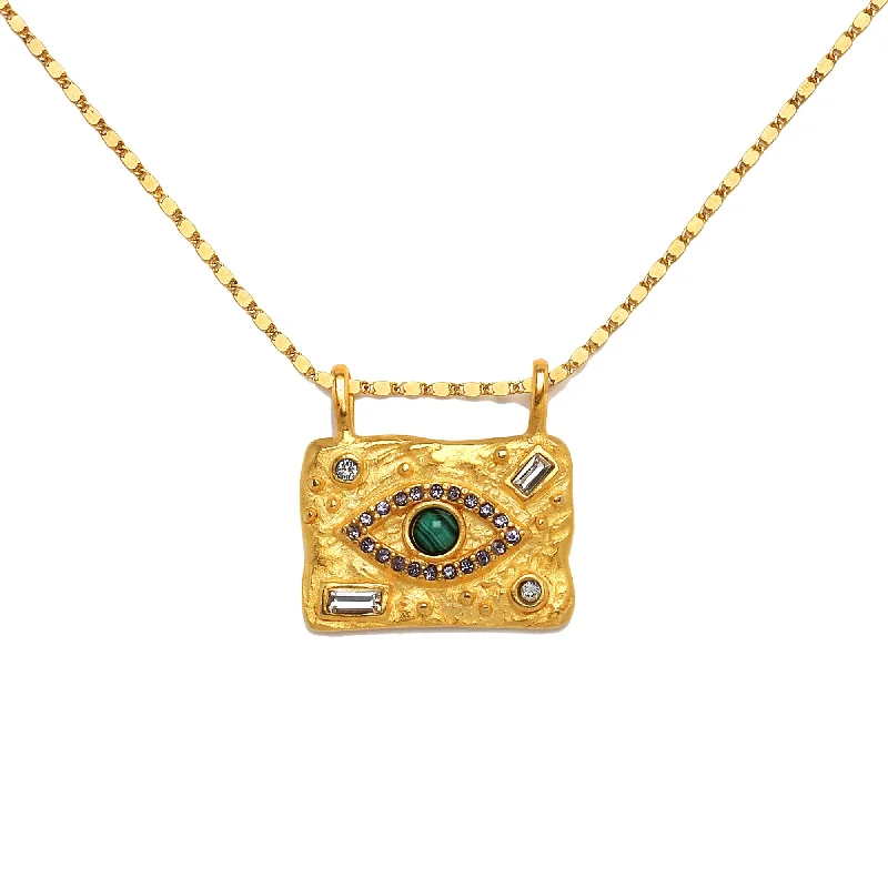 Women’s diamond solitaire necklaces-See No Evil Talisman Necklace