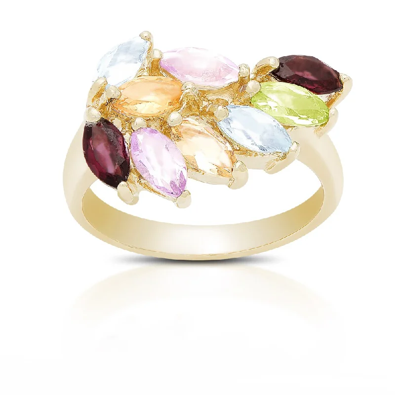 Women’s simple gold rings-Dolce Giavonna Gold Over Sterling Silver Multi Gemstone Ring