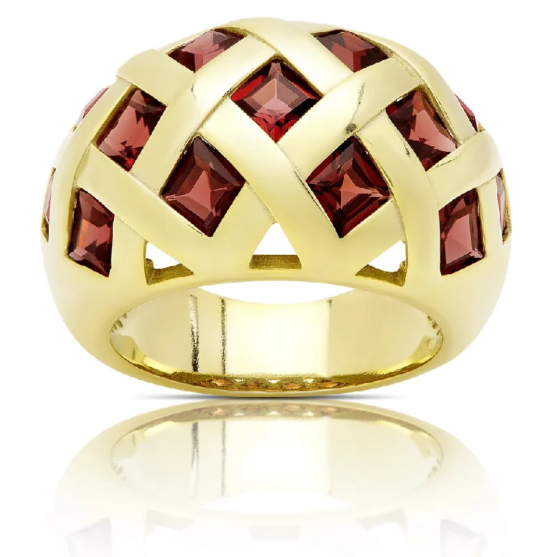 Women’s vintage style rings-Dolce Giavonna Gold Over Sterling Silver Garnet Cocktail Ring