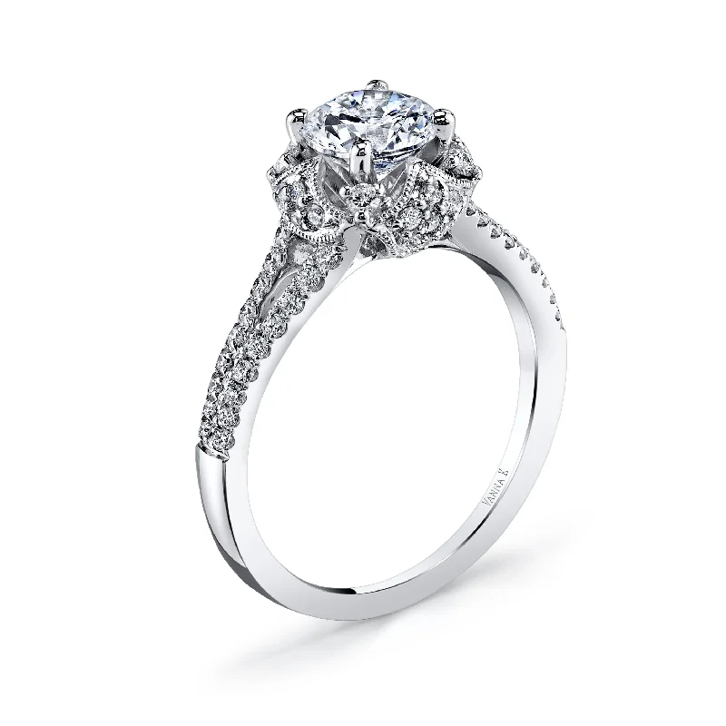 Women’s alternative engagement rings-18K White Gold Diamond Engagement Ring