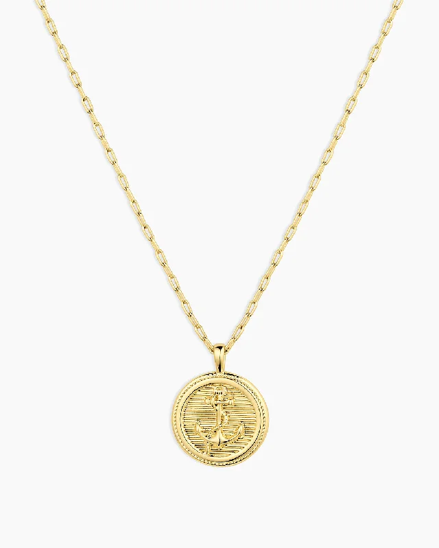 Women’s heart-shaped necklaces-Anchor Coin Necklace