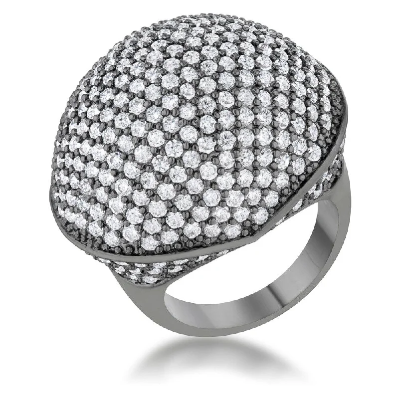 Women’s designer rings-Dara 4.75ct CZ Hematite Dome Cocktail Ring