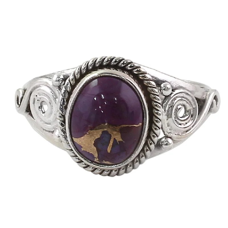 Women’s bridal rings-NOVICA Handmade Sterling Silver 'Purple Attunement' Composite Turquoise Ring (India)