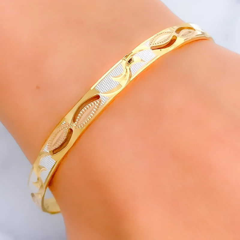 Women’s gold bracelets-Tasteful Textured 22k Gold Bangle