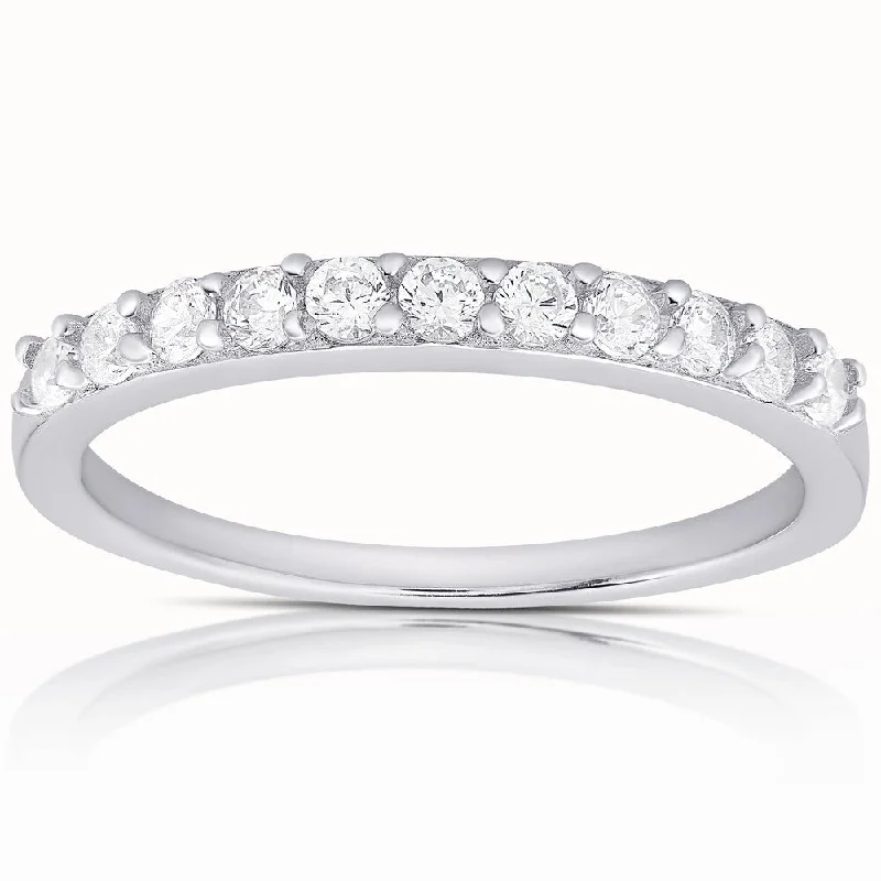 Women’s luxury wedding rings-Dolce Giavonna Sterling Silver Cubic Zirconia Band Ring