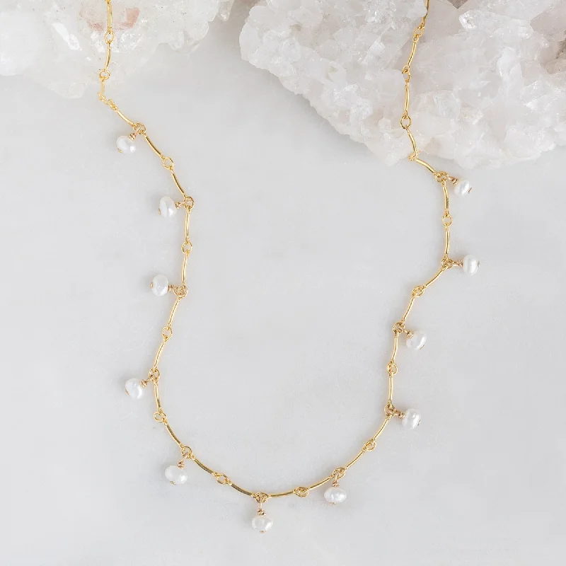 Women’s twisted necklaces-The Pearl Party Station Necklace | Gold Filled