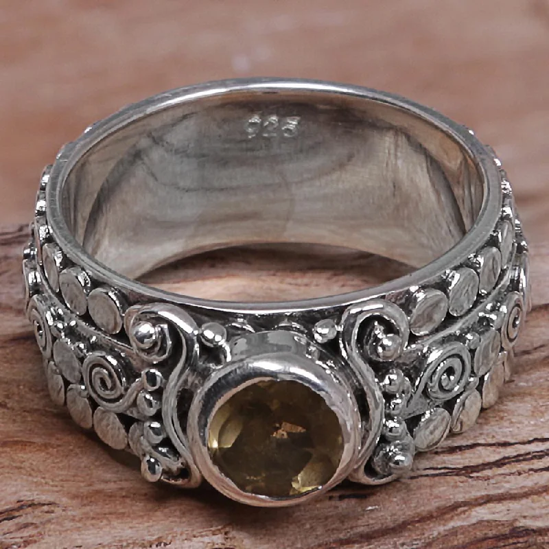 Women’s anniversary rings-NOVICA Handmade Swirling Serenity Sterling Silver Citrine Ring (Indonesia)